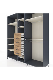 Kronos Dolap 10 Raflı 6 Çekmeceli 3 Askılı 220x59x243 Antrasit-Aytaşı/Çam