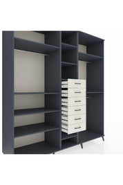 Kronos Dolap 10 Raflı 6 Çekmeceli 3 Askılı 220x59x243 Antrasit-Antrasit/Aytaşı