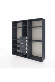 Kronos Dolap 10 Raflı 6 Çekmeceli 3 Askılı 220x59x243 Antrasit-Antrasit/Antrasit