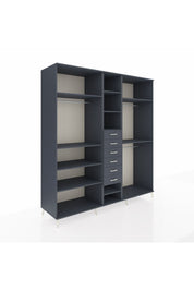 Kronos Dolap 10 Raflı 6 Çekmeceli 3 Askılı 220x59x243 Antrasit-Antrasit/Antrasit