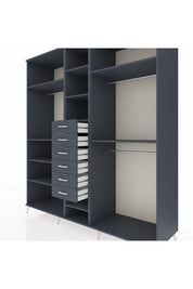 Kronos Dolap 10 Raflı 6 Çekmeceli 3 Askılı 220x59x243 Antrasit-Antrasit/Antrasit