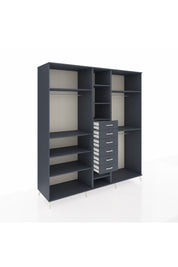 Kronos Dolap 10 Raflı 6 Çekmeceli 3 Askılı 220x59x243 Antrasit-Antrasit/Antrasit