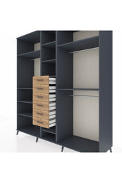 Kronos Dolap 10 Raflı 6 Çekmeceli 3 Askılı 220x59x243 Antrasit-Antrasit/Çam