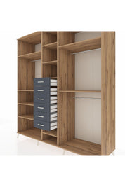 Kronos Dolap 10 Raflı 6 Çekmeceli 3 Askılı 220x59x243 Çam-Çam/Antrasit