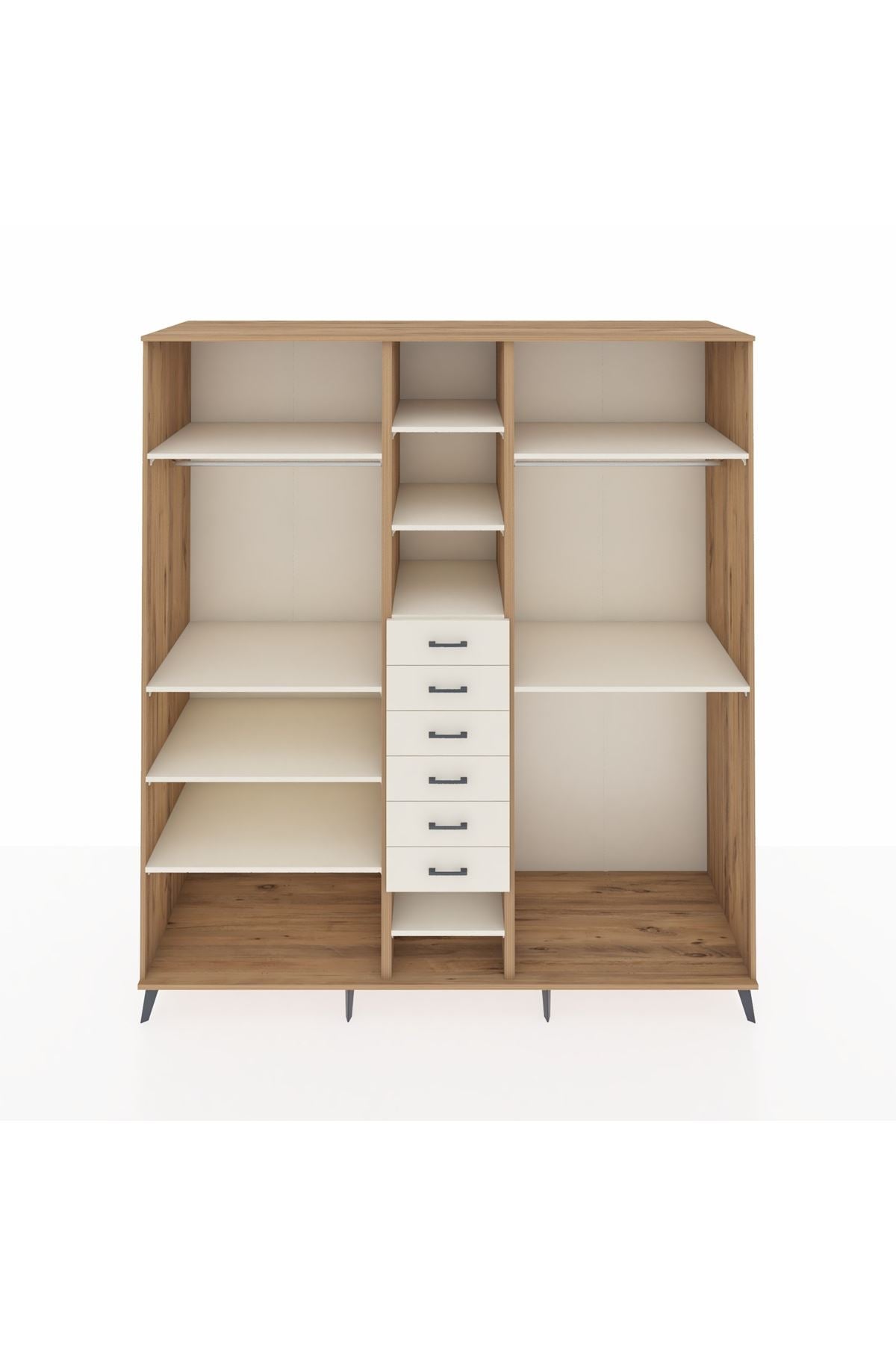 Kronos Dolap 10 Raflı 6 Çekmeceli 3 Askılı 220x59x243 Çam-Aytaşı/Aytaşı