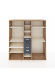 Kronos Dolap 10 Raflı 6 Çekmeceli 3 Askılı 220x59x243 Çam-Aytaşı/Antrasit