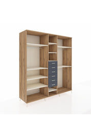 Kronos Dolap 10 Raflı 6 Çekmeceli 3 Askılı 220x59x243 Çam-Aytaşı/Antrasit