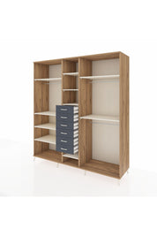 Kronos Dolap 10 Raflı 6 Çekmeceli 3 Askılı 220x59x243 Çam-Aytaşı/Antrasit