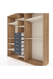 Kronos Dolap 10 Raflı 6 Çekmeceli 3 Askılı 220x59x243 Çam-Aytaşı/Antrasit