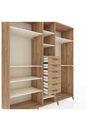Kronos Dolap 10 Raflı 6 Çekmeceli 3 Askılı 220x59x243 Çam-Aytaşı/Çam