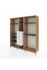 Kronos Dolap 10 Raflı 6 Çekmeceli 3 Askılı 220x59x243 Çam-Antrasit/Aytaşı