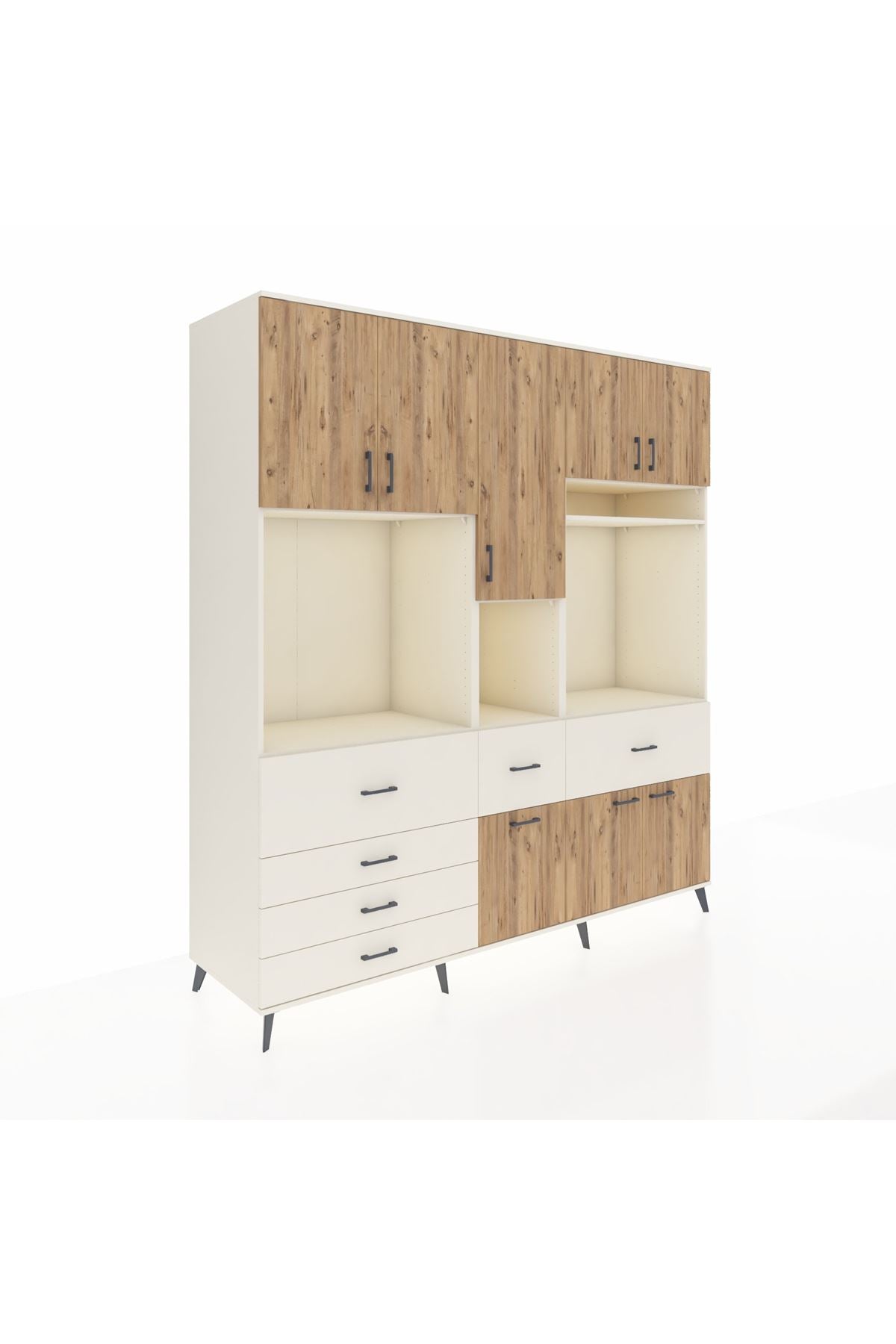 Kronos Dolap 10 Raflı 6 Çekmeceli 8 Kapaklı 220x59x243 Aytaşı-Çam/Aytaşı