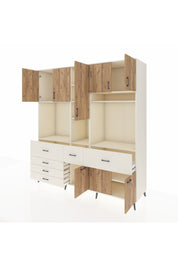 Kronos Dolap 10 Raflı 6 Çekmeceli 8 Kapaklı 220x59x243 Aytaşı-Çam/Aytaşı