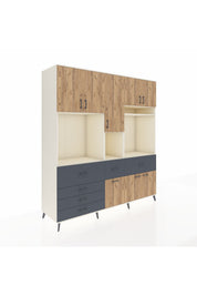 Kronos Dolap 10 Raflı 6 Çekmeceli 8 Kapaklı 220x59x243 Aytaşı-Çam/Antrasit