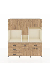 Kronos Dolap 10 Raflı 6 Çekmeceli 8 Kapaklı 220x59x243 Aytaşı-Çam/Çam