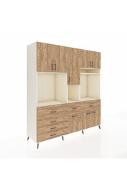 Kronos Dolap 10 Raflı 6 Çekmeceli 8 Kapaklı 220x59x243 Aytaşı-Çam/Çam