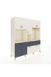 Kronos Dolap 10 Raflı 6 Çekmeceli 8 Kapaklı 220x59x243 Aytaşı-Aytaşı/Antrasit