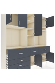 Kronos Dolap 10 Raflı 6 Çekmeceli 8 Kapaklı 220x59x243 Aytaşı-Antrasit/Antrasit