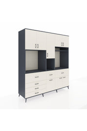 Kronos Dolap 10 Raflı 6 Çekmeceli 8 Kapaklı 220x59x243 Antrasit-Aytaşı/Aytaşı