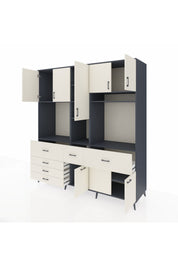 Kronos Dolap 10 Raflı 6 Çekmeceli 8 Kapaklı 220x59x243 Antrasit-Aytaşı/Aytaşı