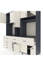 Kronos Dolap 10 Raflı 6 Çekmeceli 8 Kapaklı 220x59x243 Antrasit-Aytaşı/Aytaşı