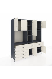 Kronos Dolap 10 Raflı 6 Çekmeceli 8 Kapaklı 220x59x243 Antrasit-Aytaşı/Aytaşı