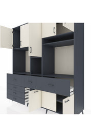 Kronos Dolap 10 Raflı 6 Çekmeceli 8 Kapaklı 220x59x243 Antrasit-Aytaşı/Antrasit