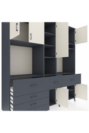 Kronos Dolap 10 Raflı 6 Çekmeceli 8 Kapaklı 220x59x243 Antrasit-Aytaşı/Antrasit