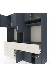 Kronos Dolap 10 Raflı 6 Çekmeceli 8 Kapaklı 220x59x243 Antrasit-Antrasit/Aytaşı