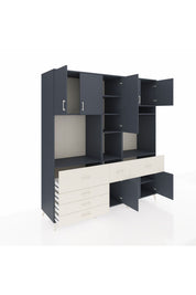 Kronos Dolap 10 Raflı 6 Çekmeceli 8 Kapaklı 220x59x243 Antrasit-Antrasit/Aytaşı