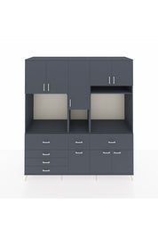 Kronos Dolap 10 Raflı 6 Çekmeceli 8 Kapaklı 220x59x243 Antrasit-Antrasit/Antrasit