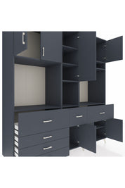 Kronos Dolap 10 Raflı 6 Çekmeceli 8 Kapaklı 220x59x243 Antrasit-Antrasit/Antrasit