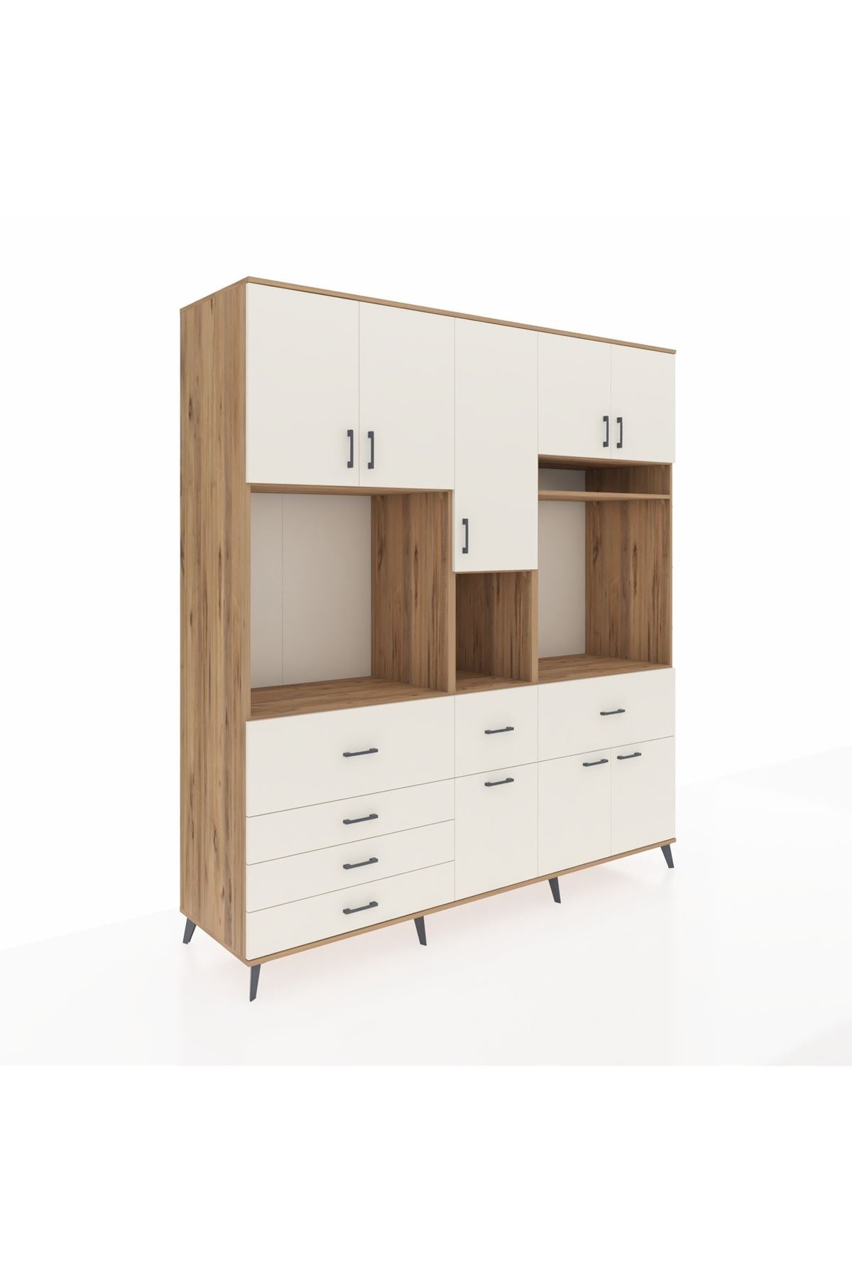 Kronos Dolap 10 Raflı 6 Çekmeceli 8 Kapaklı 220x59x243 Çam-Aytaşı/Aytaşı