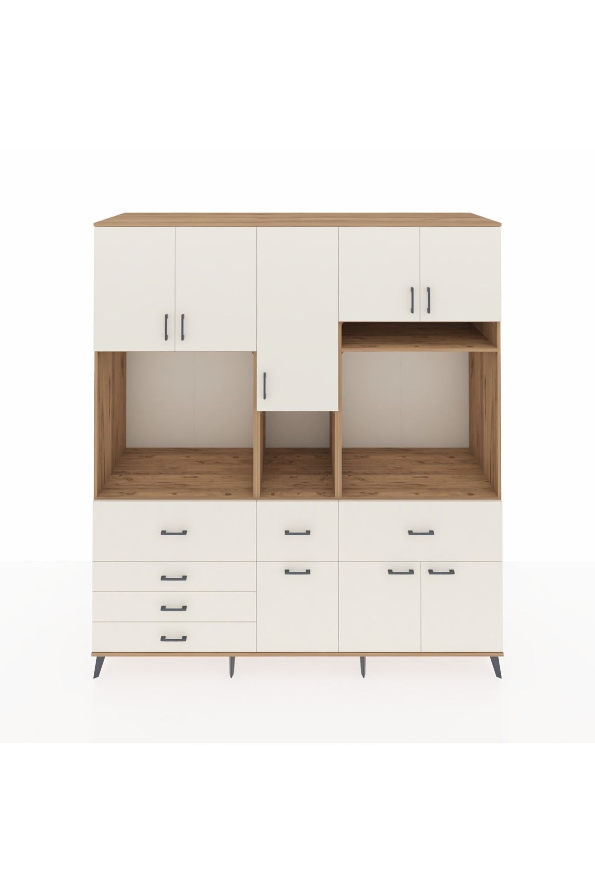 Kronos Dolap 10 Raflı 6 Çekmeceli 8 Kapaklı 220x59x243 Çam-Aytaşı/Aytaşı