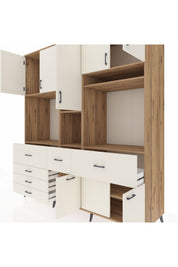 Kronos Dolap 10 Raflı 6 Çekmeceli 8 Kapaklı 220x59x243 Çam-Aytaşı/Aytaşı