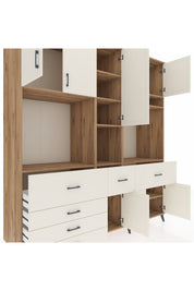Kronos Dolap 10 Raflı 6 Çekmeceli 8 Kapaklı 220x59x243 Çam-Aytaşı/Aytaşı