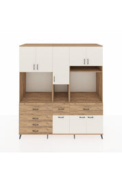 Kronos Dolap 10 Raflı 6 Çekmeceli 8 Kapaklı 220x59x243 Çam-Aytaşı/Çam