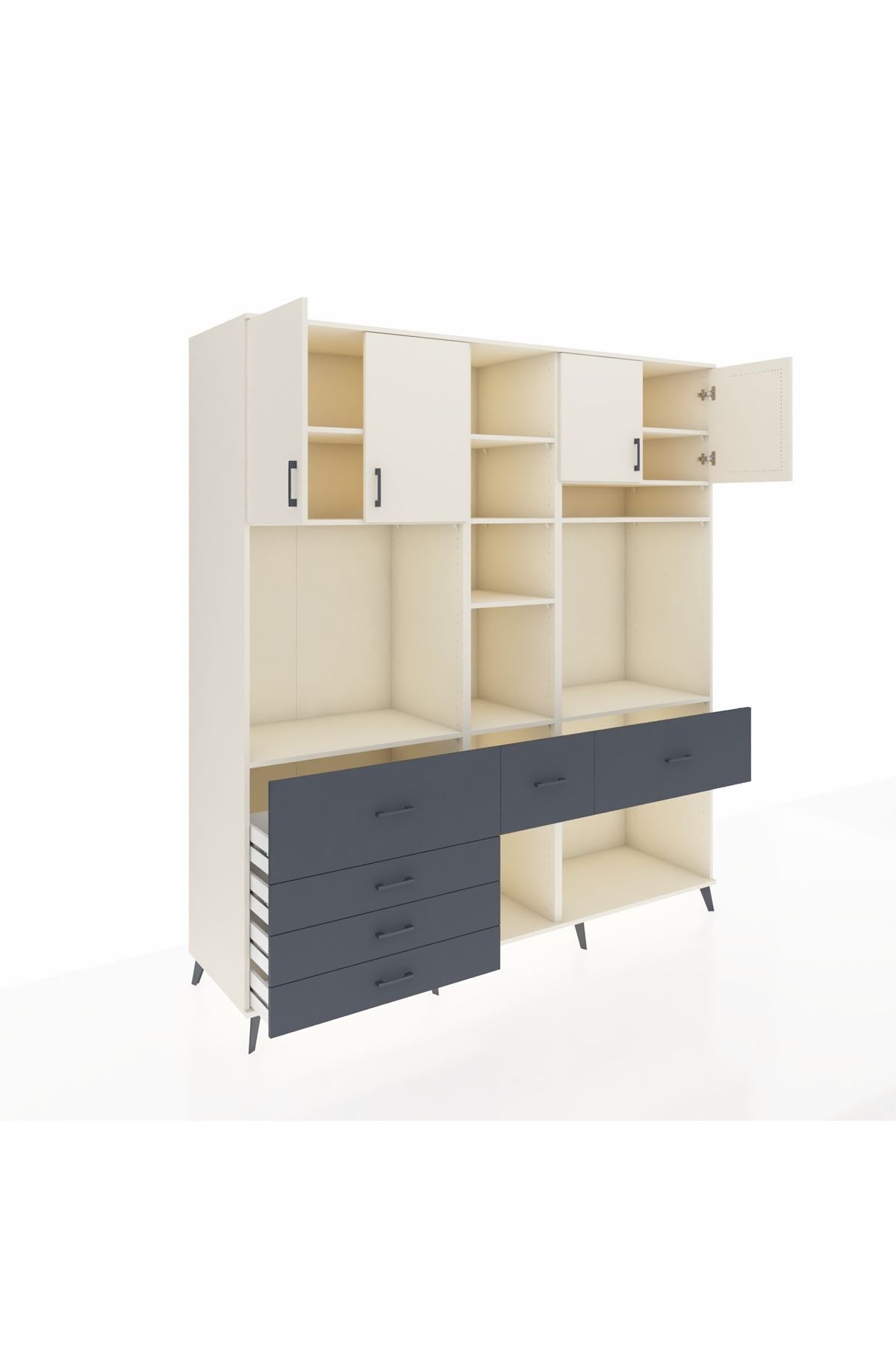 Kronos Dolap 11 Raflı 6 Çekmeceli 4 Kapaklı 220x59x243 - S784M062V05C