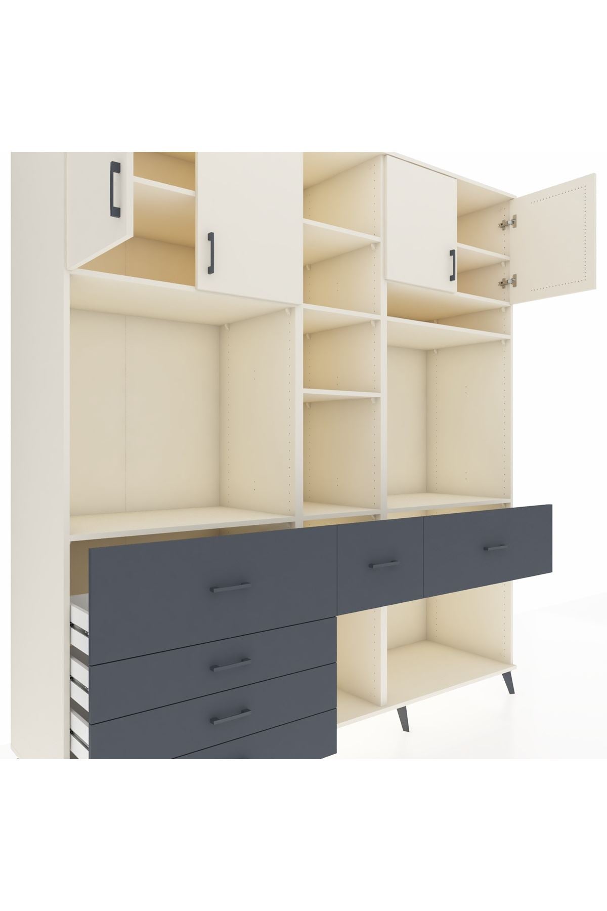 Kronos Dolap 11 Raflı 6 Çekmeceli 4 Kapaklı 220x59x243 - S784M062V05C