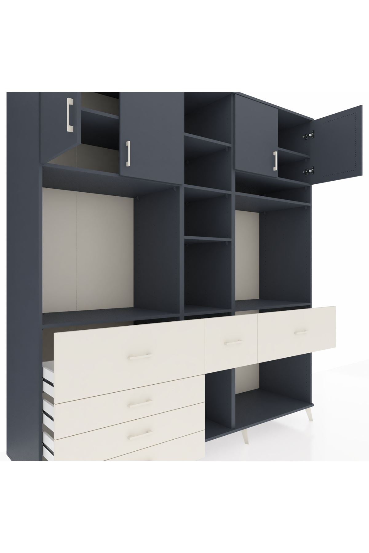 Kronos Dolap 11 Raflı 6 Çekmeceli 4 Kapaklı 220x59x243 - S784M062V16C