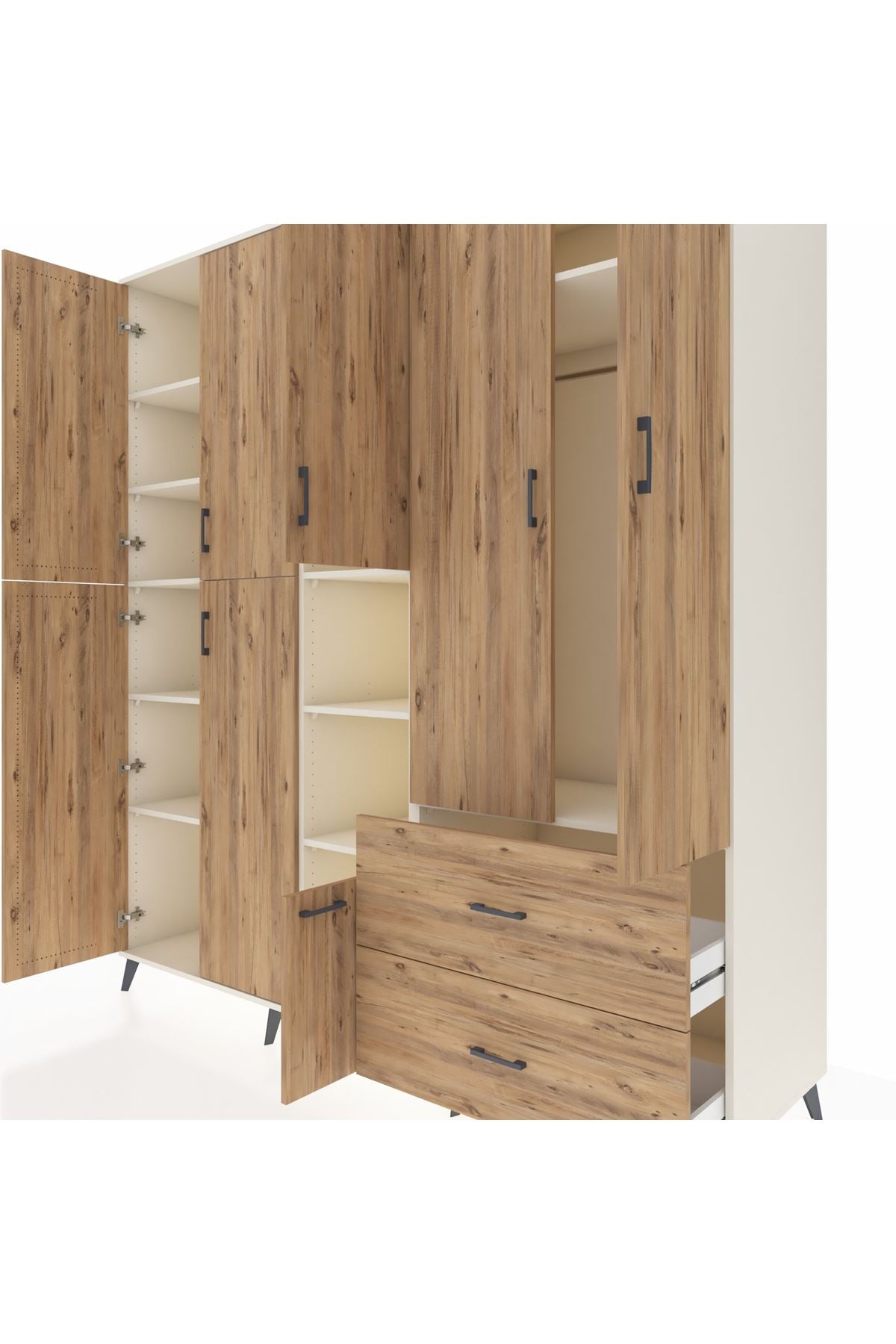Kronos Dolap 12 Raflı 2 Çekmeceli Tek Askılı 220x59x243 - S784M063V03C