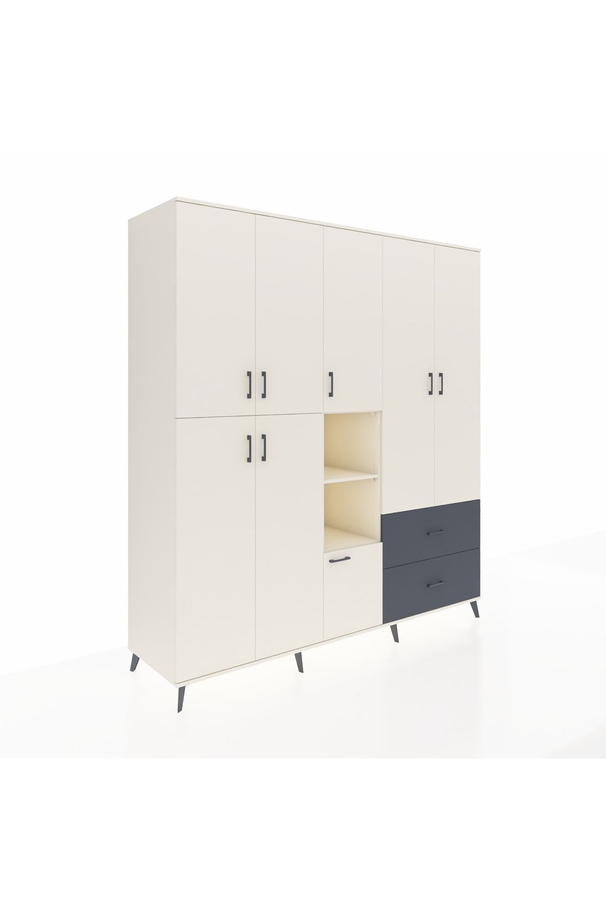 Kronos Dolap 12 Raflı 2 Çekmeceli Tek Askılı 220x59x243 - S784M063V05C