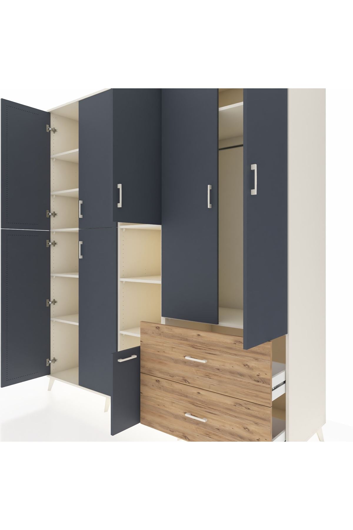 Kronos Dolap 12 Raflı 2 Çekmeceli Tek Askılı 220x59x243 - S784M063V09C
