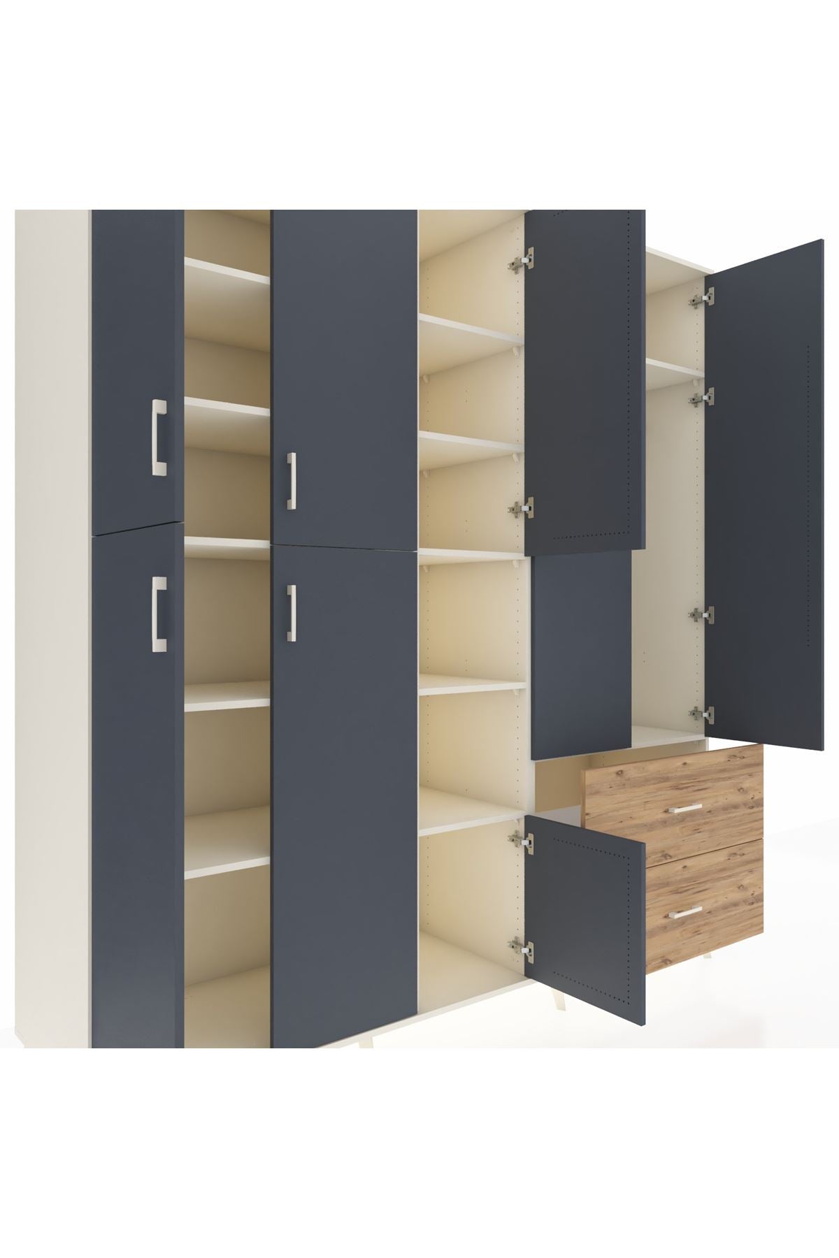 Kronos Dolap 12 Raflı 2 Çekmeceli Tek Askılı 220x59x243 - S784M063V09C