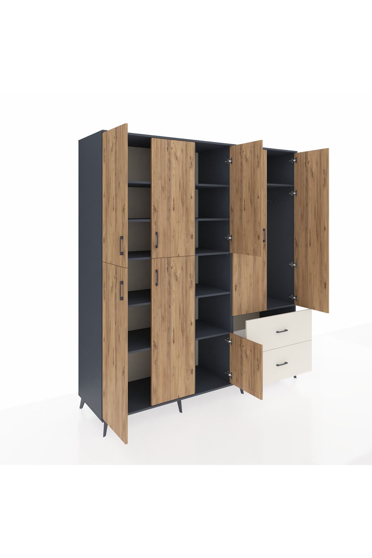 Kronos Dolap 12 Raflı 2 Çekmeceli Tek Askılı 220x59x243 - S784M063V10C