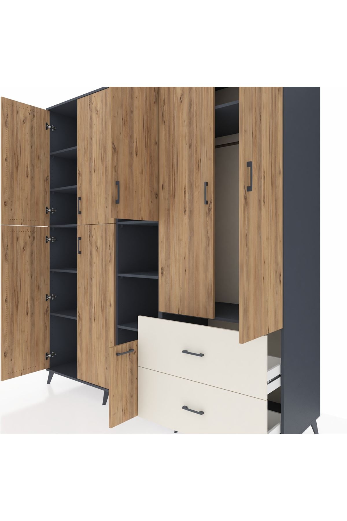Kronos Dolap 12 Raflı 2 Çekmeceli Tek Askılı 220x59x243 - S784M063V10C