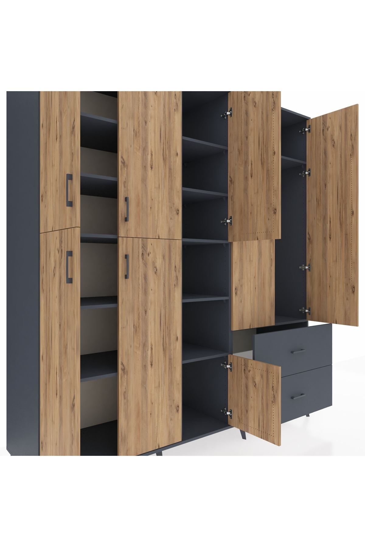 Kronos Dolap 12 Raflı 2 Çekmeceli Tek Askılı 220x59x243 - S784M063V11C