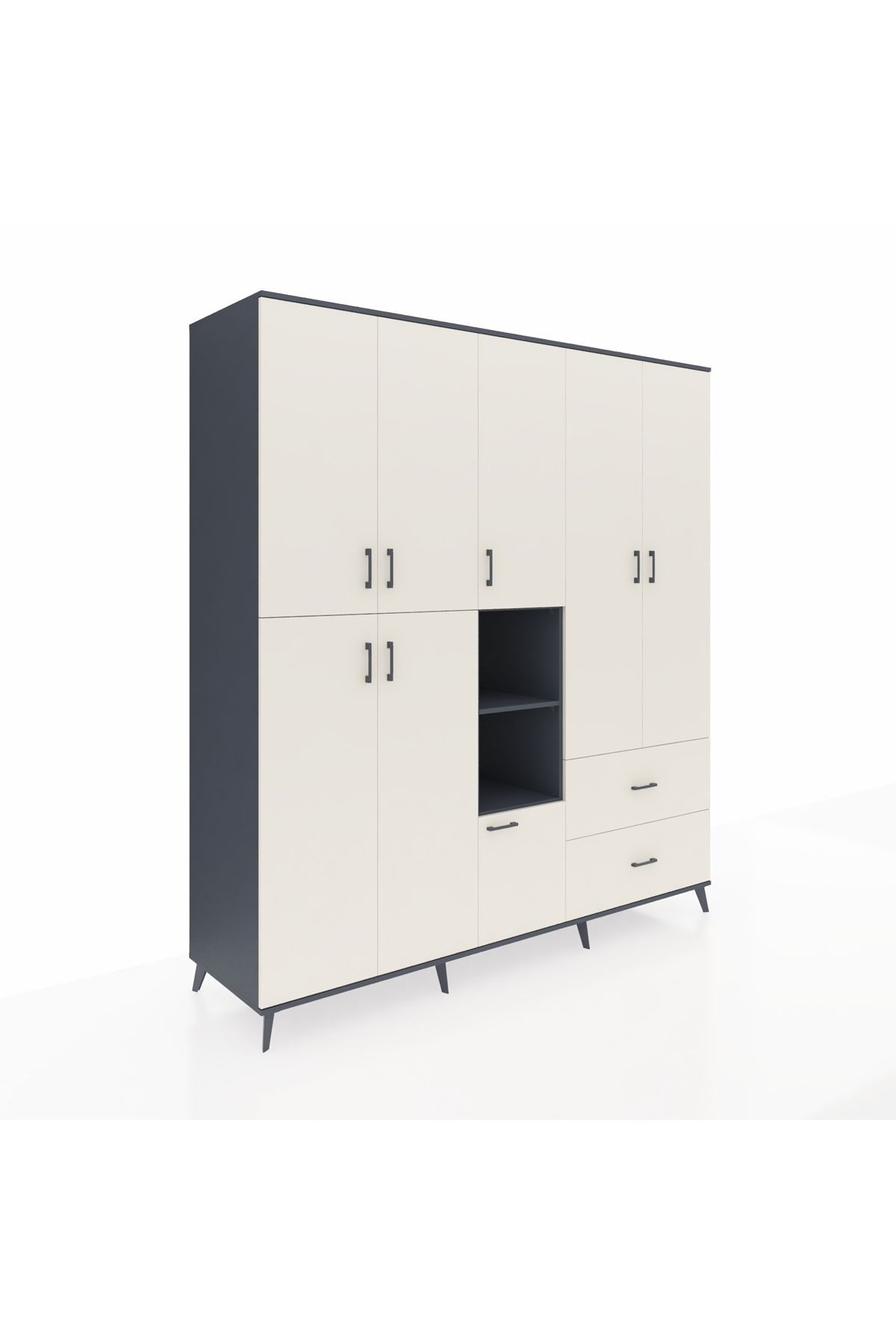 Kronos Dolap 12 Raflı 2 Çekmeceli Tek Askılı 220x59x243 - S784M063V13C