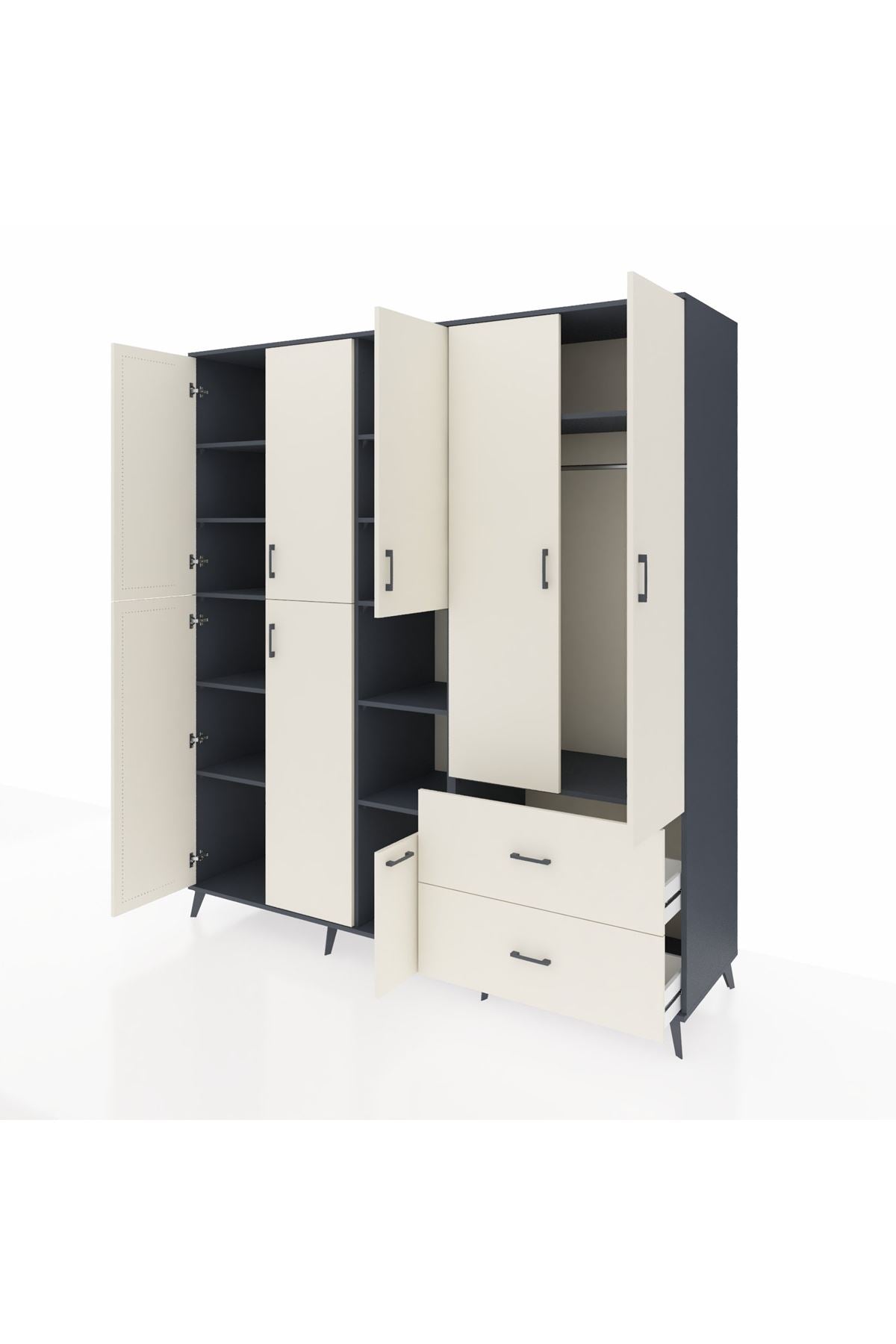 Kronos Dolap 12 Raflı 2 Çekmeceli Tek Askılı 220x59x243 - S784M063V13C