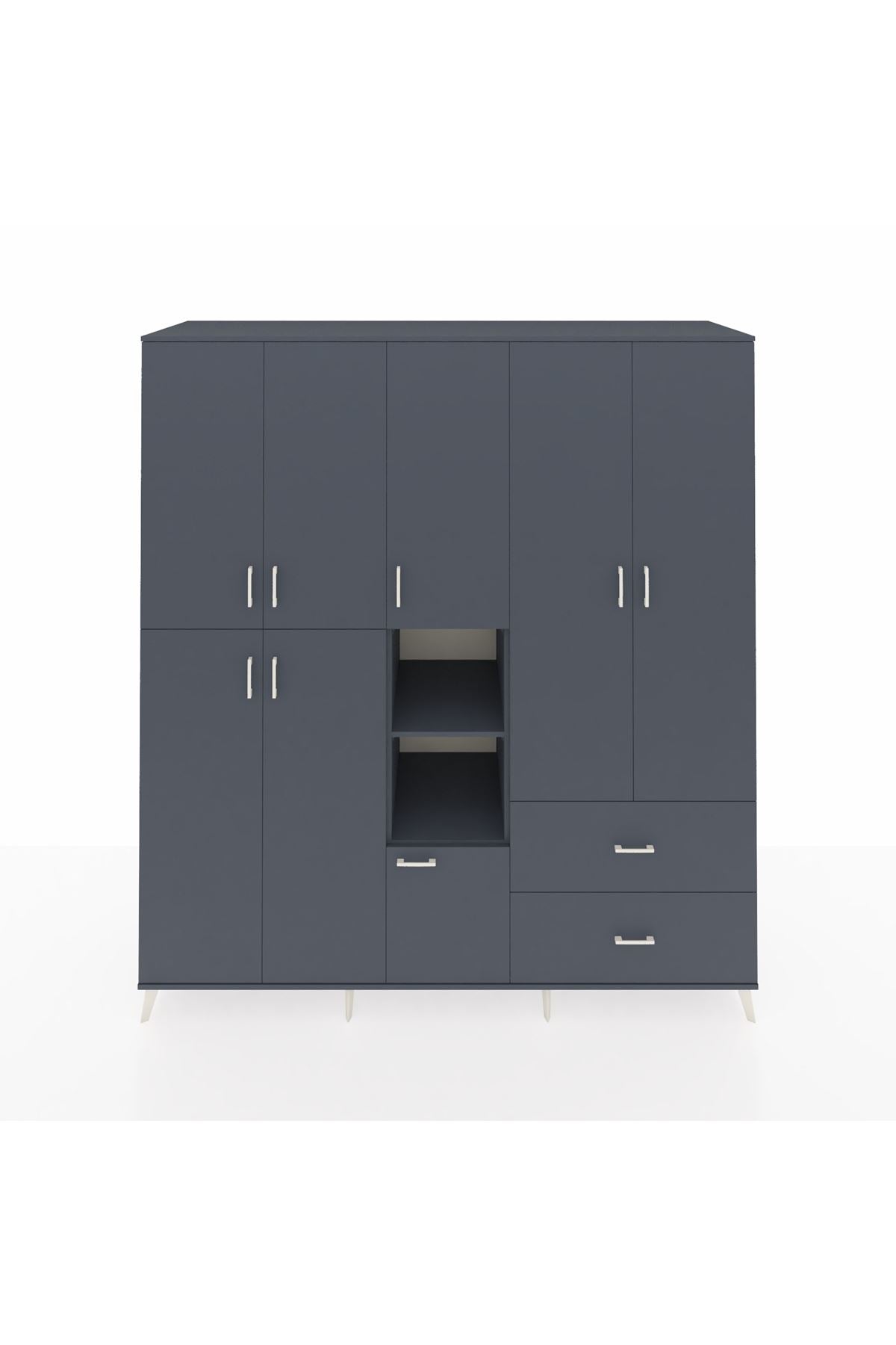 Kronos Dolap 12 Raflı 2 Çekmeceli Tek Askılı 220x59x243 - S784M063V17C